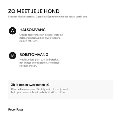 Zo meet je je hond: halsomvang en borstomvang opmeten voor de juiste maat tuig